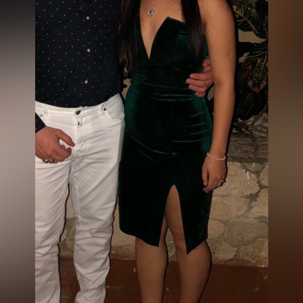 Green velvet dress